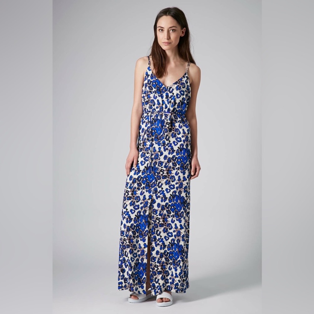 Topshop size 08. Blue Leopard Print Maxi Dress